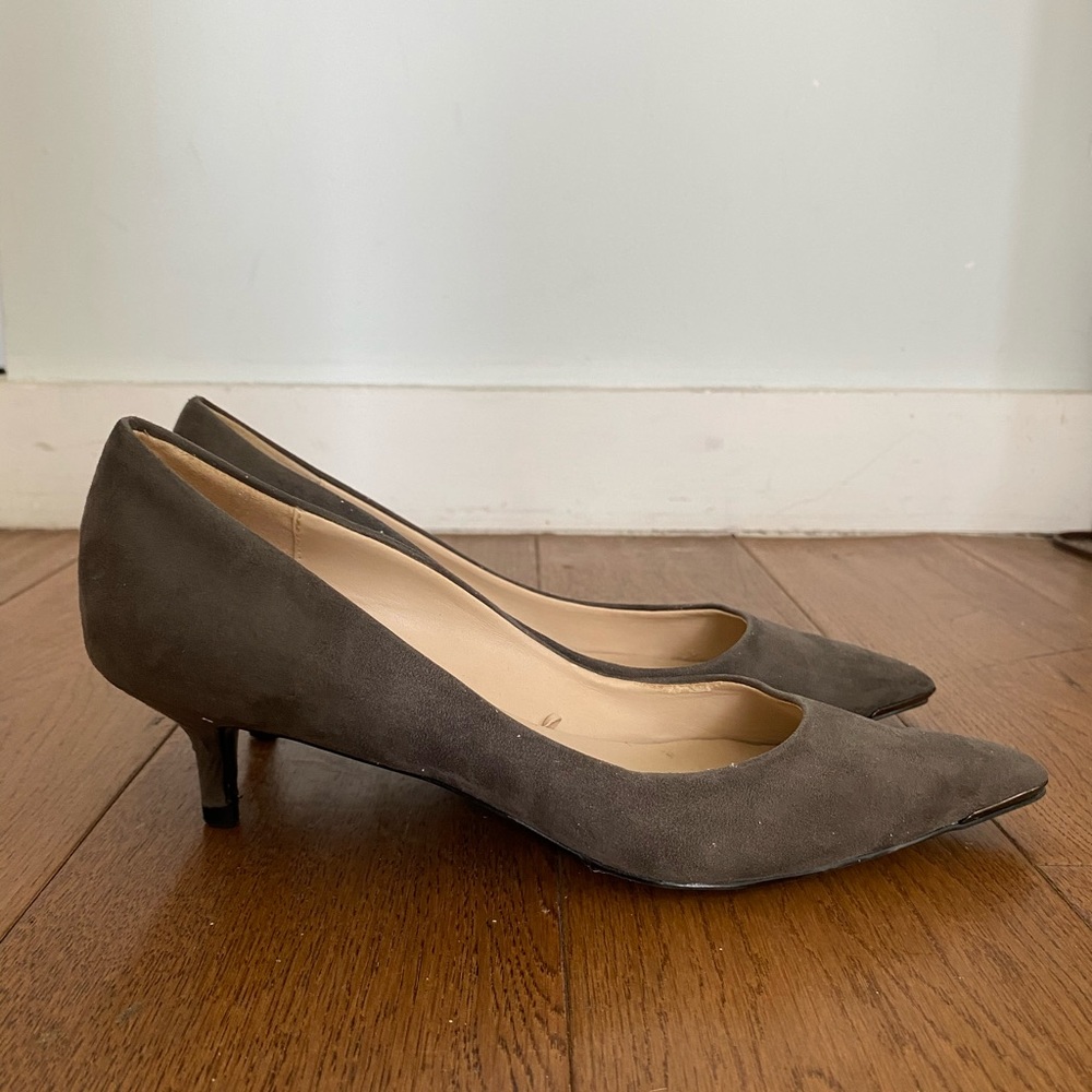 Zara grey suede kitten heel size 38